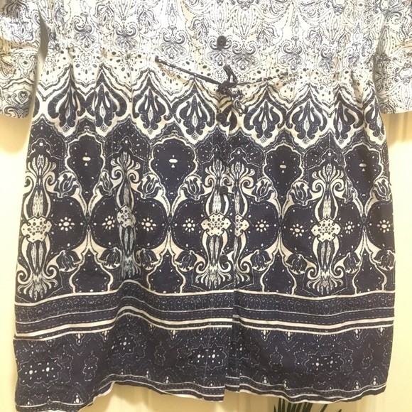 Lands End Blue Boho Shirt Tunic Shirt Button Dress - Picture 4 of 8
